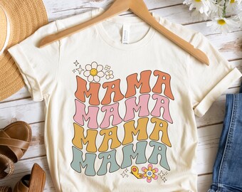 Retro Mama Shirt, Tshirt for New Mom, Baby Announcement, Pregnancy Reveal, Mothers Day Tee, Mommy Shirt, Cute Baby Shower Gift, Hippie