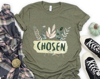 Chosen Floral Bible Verse T-Shirt, Christian Apparel