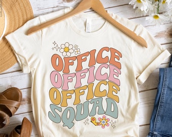 Retro Office Squad Tee, Front Office Lady, Receptionist Tshirts, Office Staff Shirt, Desk Admin Assistant, School Secretary, Ladies Crew