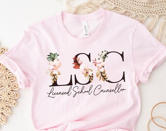 Camiseta unisex de algodón suave con estampado floral para consejeros escolares de LSC.