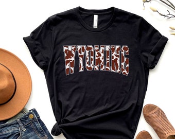 Wyoming T-Shirt, Cow Print State Pride, Unisex