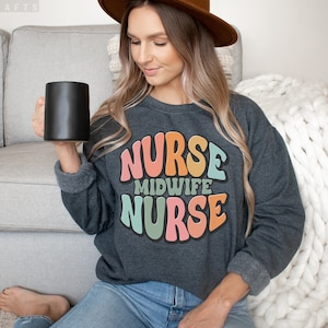 Retro Midwife Sweatshirt, Midwife Crewneck, Midwifery, Midwife Student, Labor And Delivery, Birth Worker, Ob Nurse, Obstetrics Nurse Gift