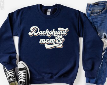 Dachshund Mom Crewneck Sweater, Weiner Dog Gift