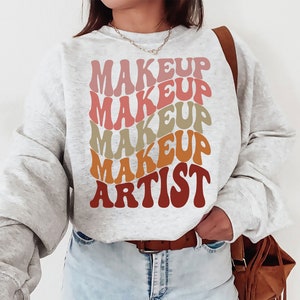 Retro Makeup Artist Sweater, Makeup Artist Sweatshirt, Beauty Salon Crewneck, Esthetician Cosmetologist, Trendy Y2k Aesthetic, Beautician