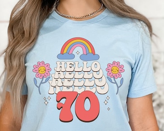 Camiseta de cumpleaños número 70, regalo de cumpleaños número 70, camiseta de cumpleaños número 70, camiseta de cumpleaños número 70 retro, 70 y fabuloso, cumpleaños de la abuela, regalo para ella