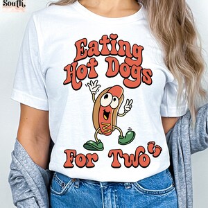 Eating Hot Dogs For Two Shirt, Pregnancy Reveal Tshirt, Retro Baseball Maternity Tee, Pregnancy Reveal, Baby Reveal Gift, Future Mom To Be