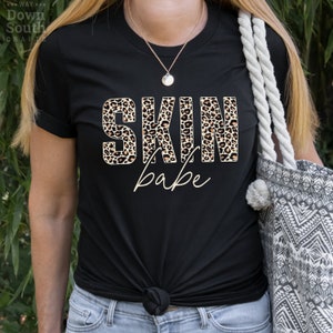 Leopard Print Skin Babe Tee, Dermatologist, Dermatology, Skincare Lover Shirt, Esthetician T-Shirt, Esthetician Gift, Skin Babe Shirt, Salon
