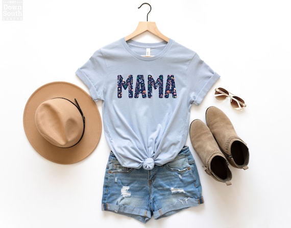 Cute Mama Shirt, Mothers Day Tshirt, New Mom Tee, Boho Womens, Pregnancy Reveal Gift, Baby Announcement, Flowers Floral, Pregnant T-Shirt