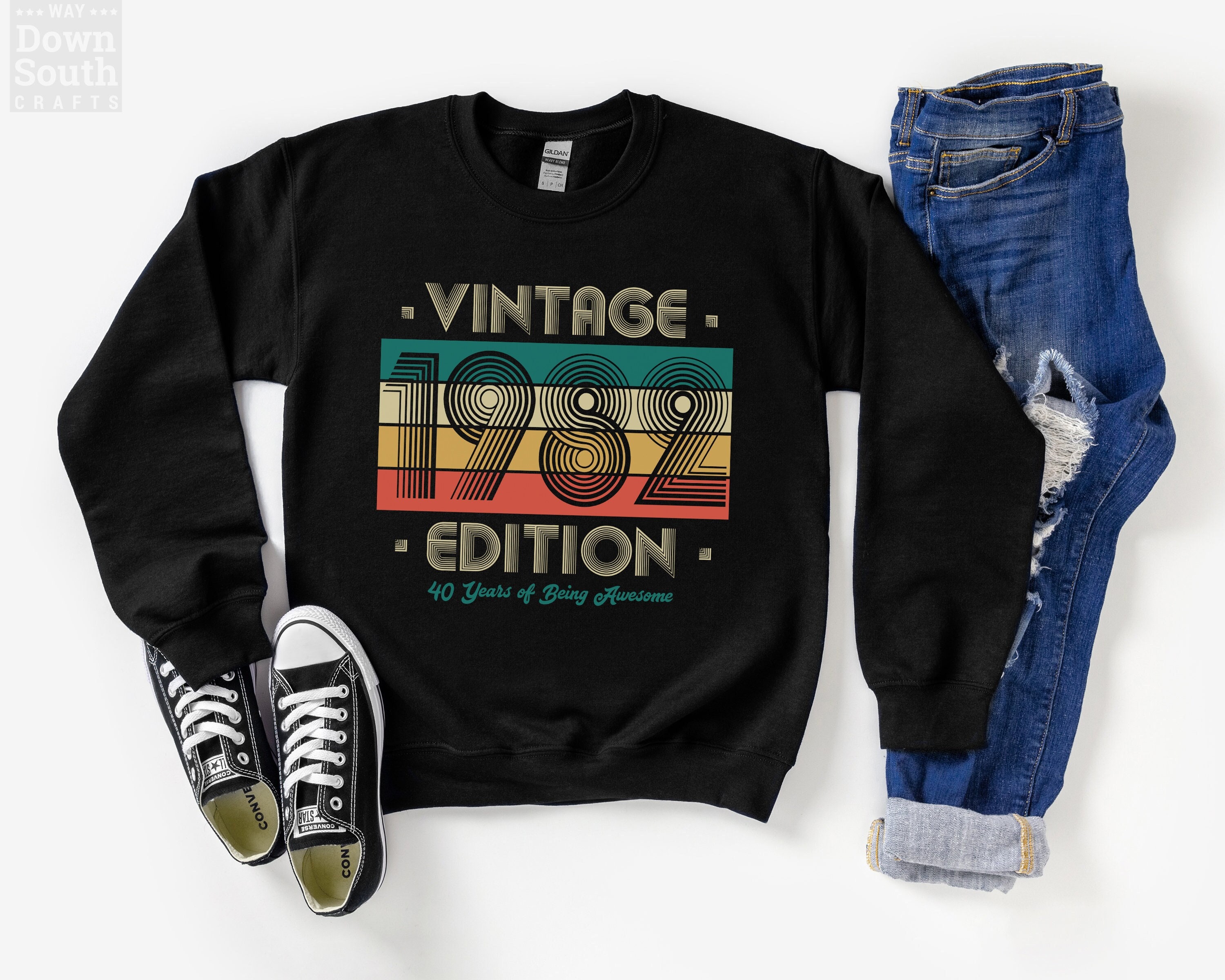 Vintage 1982 Sweatshirt Vintage 1982 Sweatshirt Long Sleeve Hoodie Vintage 40th Birthday Sweatshirt Leopard 40th Birthday Sweater