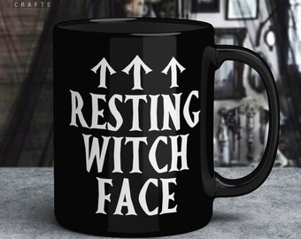 Resting Witch Face Coffee Mug - Gothic Gift for Her