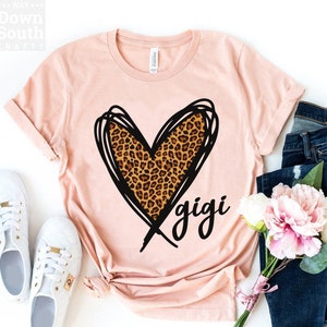 Gigi T-Shirt, Leopard Heart, Gift for Grandma