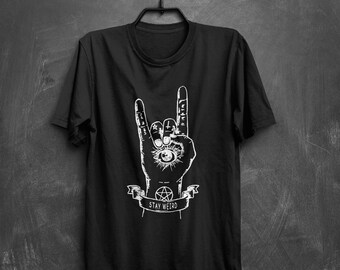 Goth T-Shirt - Stay Weird Graphic Tee, Unisex Soft Cotton