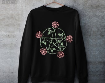 Gothic Pentagram Rose Sweatshirt – Pastel Goth Clothing