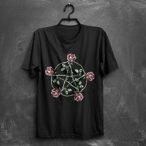 Pentagram Shirt - Goth T Shirt - Gothic T Shirt - Nu Goth - Pastel Goth - Emo Shirt - Pentagram Roses - Pentagram T Shirt