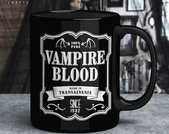 Gothic Vampire Blood Coffee Mug - Black Ceramic, 11 oz