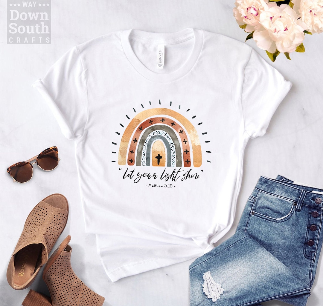 Let Your Light Shine Shirt - Christian Rainbow Graphic Tee - Etsy