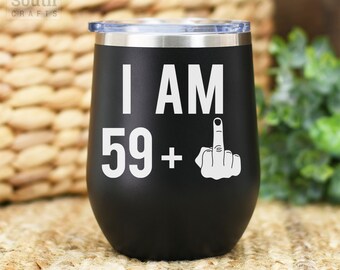 60th Birthday Wine Tumbler - Funny Middle Finger Gift, Personalized