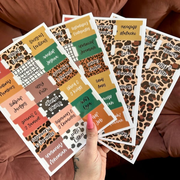 Color pop and Cheetah print mix peel and stick bible tabs