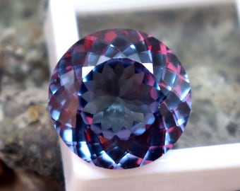 24CT Round Cut BIG Size Color Changing Alexandrite Best Quality Gemstone AAA Natural Alexandrite Faceted Loose Stone Multi Color Alexandrite