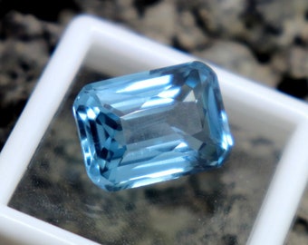 Natural Light Blue Aquamarine Stone Unheated Untreated Aquamarine Loose Stone 12Carat Emerald Cut Aquamarine Faceted Certified Aquamarine