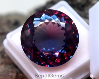 Alejandrita suelta facetada de gran tamaño (32,7 quilates), talla redonda, gema redonda, calidad AAA, piedra multicolor.