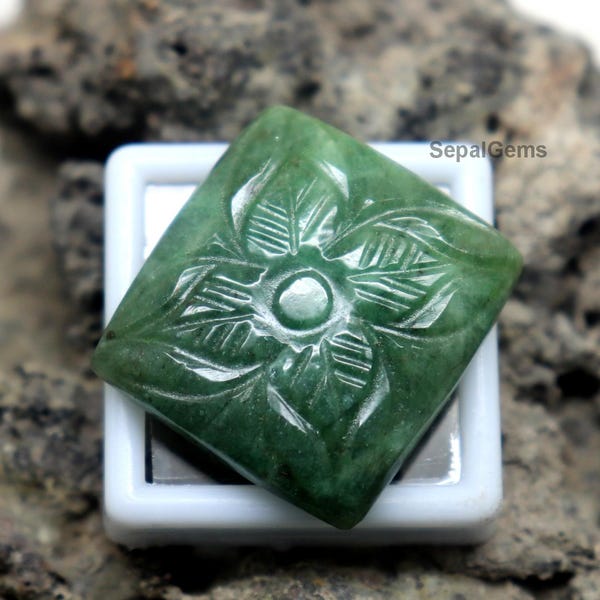 Colombian Green Emerald Gemstone 47.3CT Cushion Cut Faceted Emerald Beautiful Flower Cut Green Gemstone Loose Untreated Emerald Pendant Size