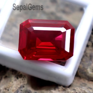 Rubí de 22 quilates de excelente calidad, rubí rojo AAA suelto, rubí de talla esmeralda de Birmania, rubí certificado, rubí facetado, gema natural para la fabricación de joyas.