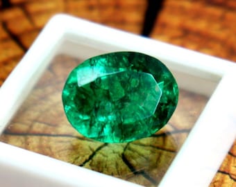 Natural Emerald Green Gemstone 8CT Oval Cut Faceted Emerald Comes From Colombia Emerald Loose Certified Emerald Ring Size Pendant Emerald