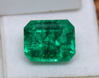 Natural Green Emerald Colombian Stone 9Ct Emerald Cut Certified Emerald Loose Faceted Stone Unheated Untreated Emerald Elite Stone Ring Size