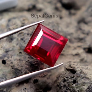 CGI Certified Red Ruby Loose Gemstone Untreated Ruby Faceted Square & Princess Cut 9.5ct Natural Ruby AAA Stone Ring Size Pendant Size Ruby