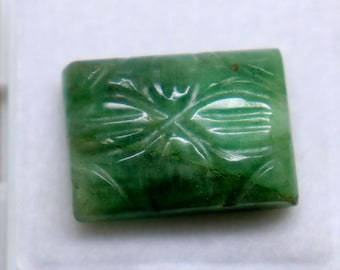 Green Emerald Gemstone 11.8CT Rectangle Cut Faceted Emerald Beautiful Flower Cut Green Gemstone Loose Untreated Emerald Ring Size Gemstone
