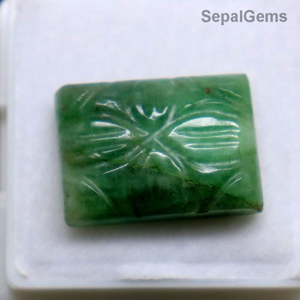 Green Emerald Gemstone 11.8CT Rectangle Cut Faceted Emerald Beautiful Flower Cut Green Gemstone Loose Untreated Emerald Ring Size Gemstone