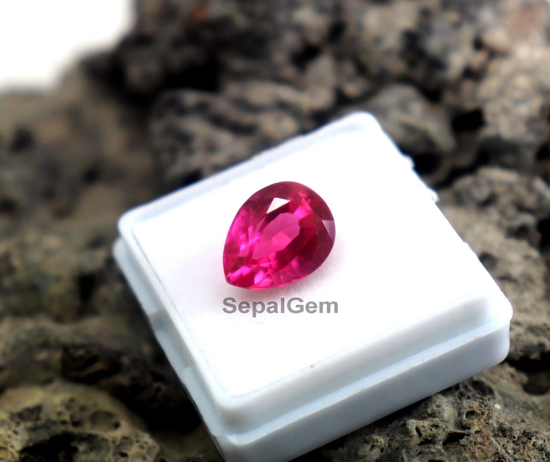 6ct Natural Pear Shape Pink Ruby Loose Gemstone Unheated Untreated Pink ...