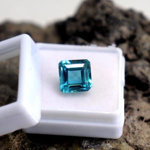 Excellent Quality Natural Paraiba Tourmaline Loose Gemstone 6.7Ct Faceted Radiant Shape Certified Paraiba Tourmaline Ring Size, Gift For Her image 4