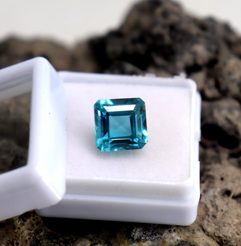Excellent Quality Natural Paraiba Tourmaline Loose Gemstone 6.7Ct Faceted Radiant Shape Certified Paraiba Tourmaline Ring Size, Gift For Her image 4
