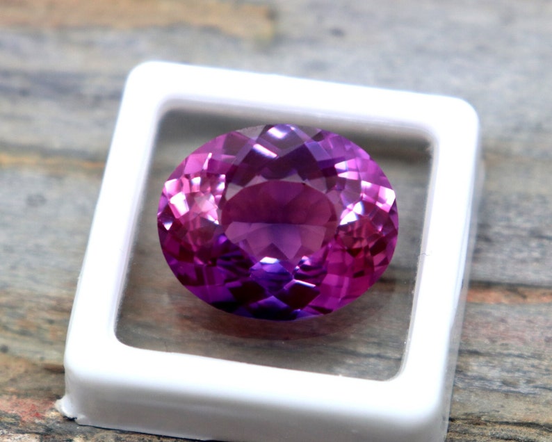Rosa & violett färgad safir ädelsten äkta safir fasetterad sten certifierad tvåfärgad safir lös sten 18,5 karat ovalslipad safir AAA bild 7