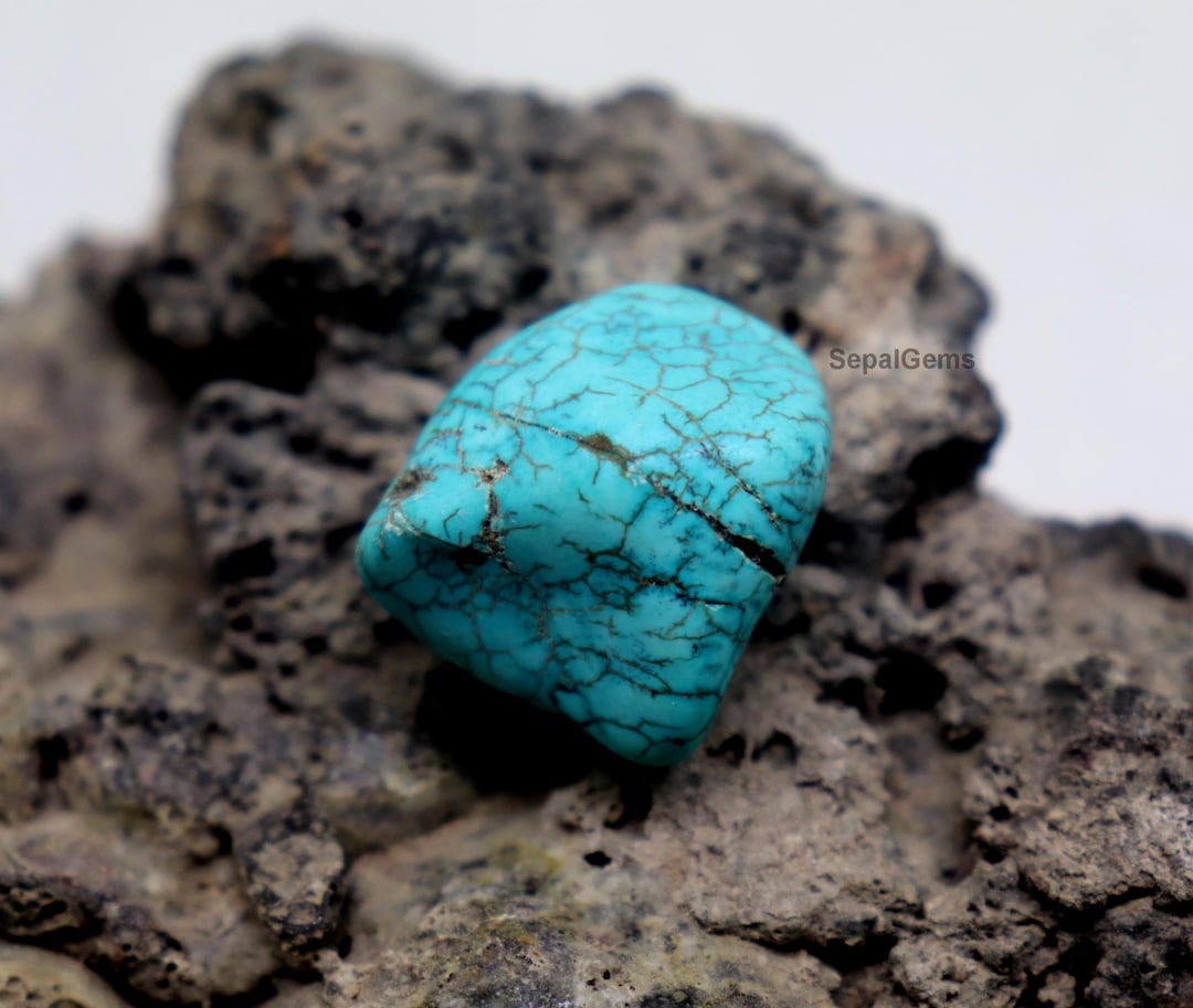 Turquoise Stained Rough Natural Blue Turquoise Rough Raw Stone 65.2CT Blue Turquoise Chunk ...