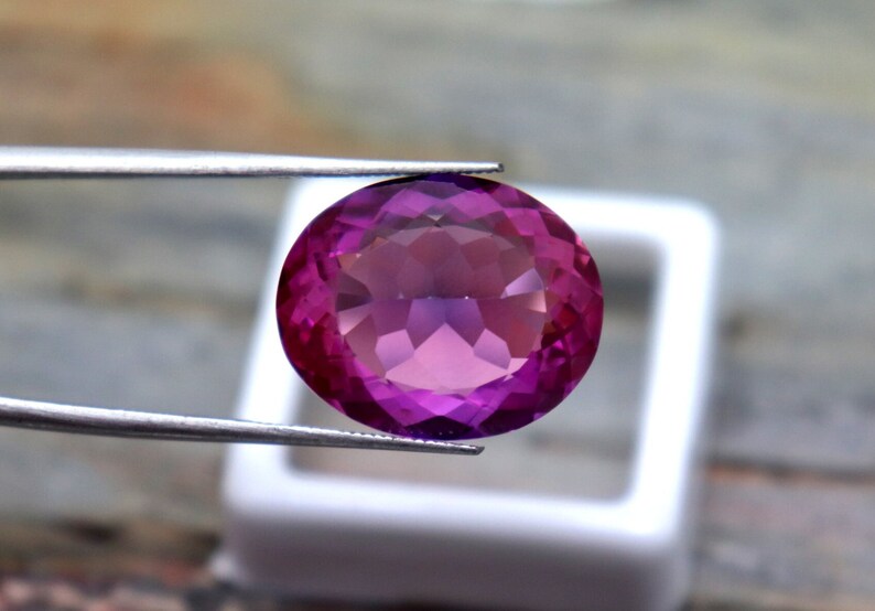 Rosa & violett färgad safir ädelsten äkta safir fasetterad sten certifierad tvåfärgad safir lös sten 18,5 karat ovalslipad safir AAA bild 8