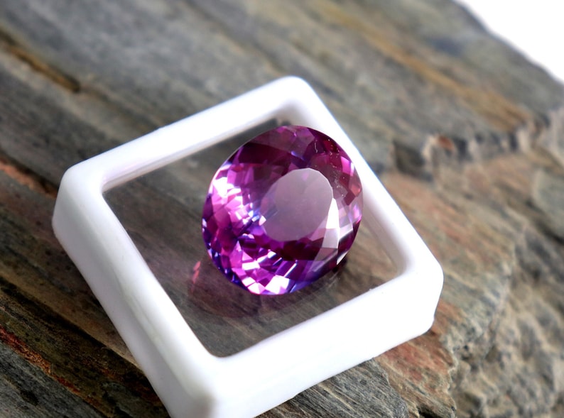 Rosa & violett färgad safir ädelsten äkta safir fasetterad sten certifierad tvåfärgad safir lös sten 18,5 karat ovalslipad safir AAA bild 5