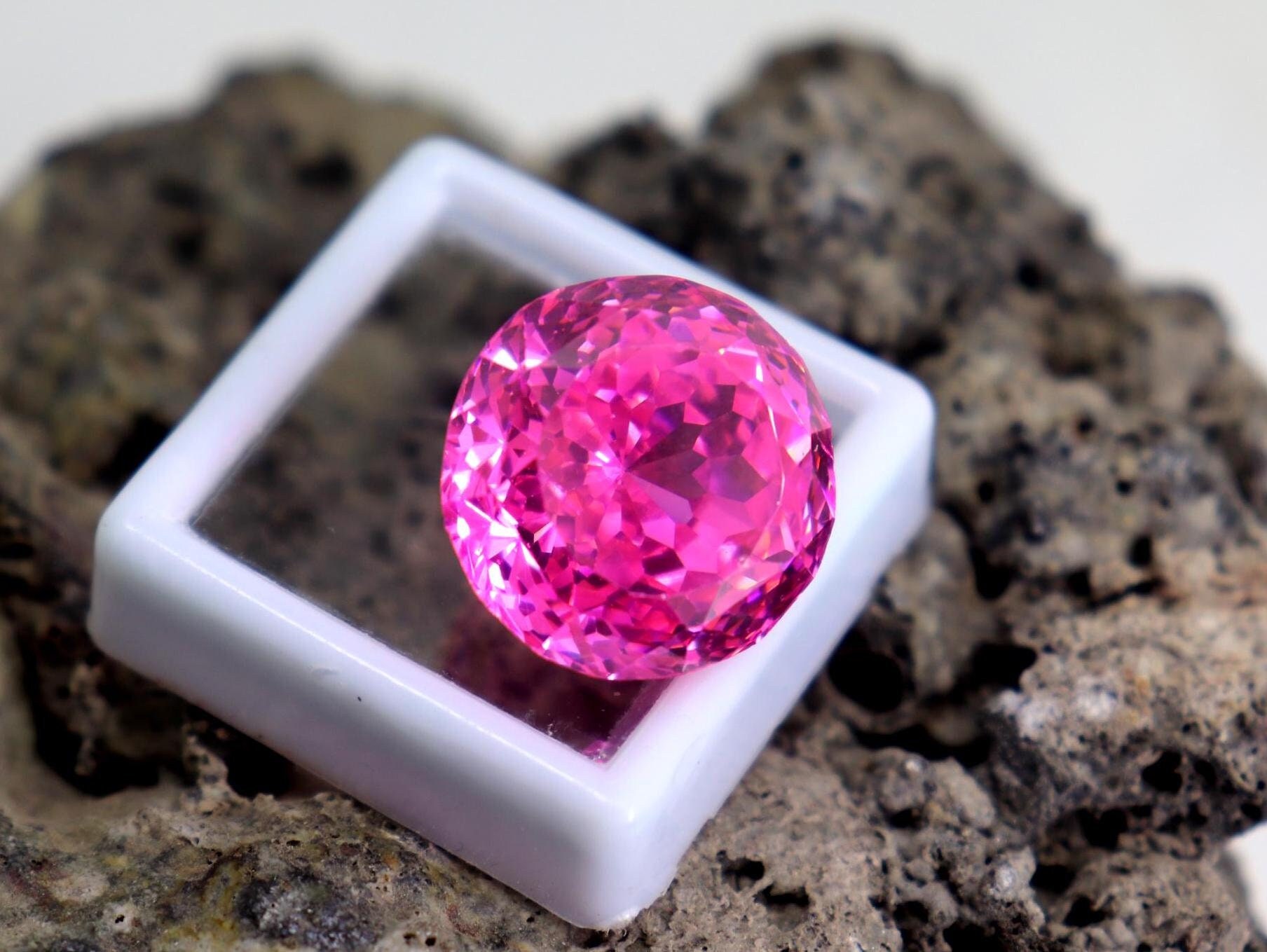 Bellissima pietra di zircone rosa chiaro, taglio rotondo, 48,3 ct ...