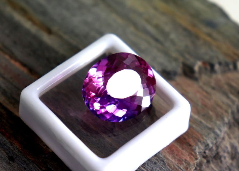 Rosa & violett färgad safir ädelsten äkta safir fasetterad sten certifierad tvåfärgad safir lös sten 18,5 karat ovalslipad safir AAA bild 6