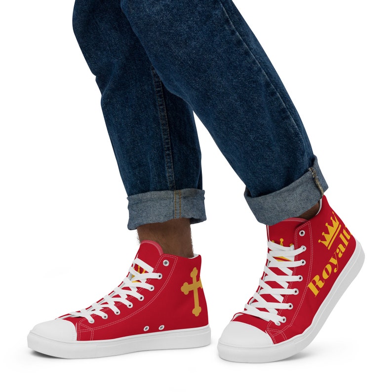 Mens High Top Canvas Shoes Red Etsy