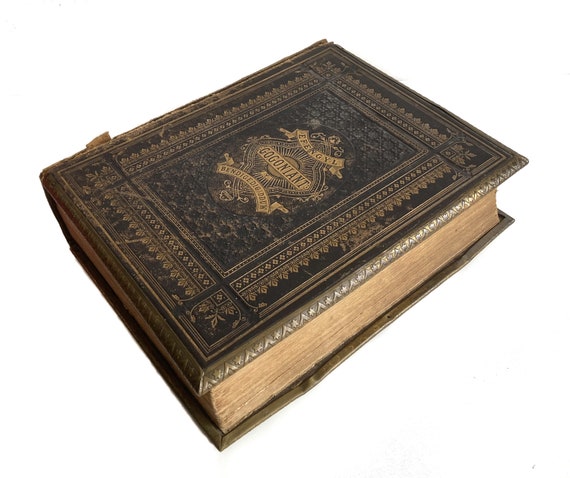 Large Welsh Family Bible Circa 1860, Antique Illustrated Holy