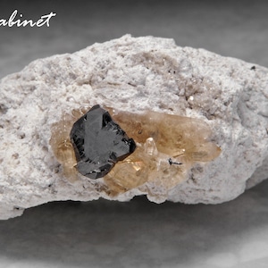 Bixbyite & Gem Pink Topaz on Matrix - Location: Thomas Range, Juab Co., Utah. BOX01