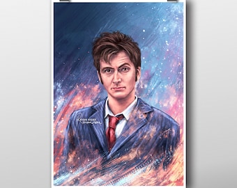 Tenth Doctor Illustration Doctor Who Art Print - David Tennant 10th Doctor Poster