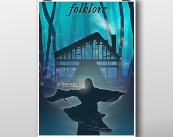 Taylor Swift folklore Eras Tour Illustration Art Print Poster