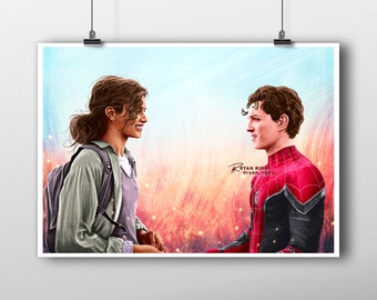 Peter and MJ - Spider-Man Far From Home Art Print Painting Updated