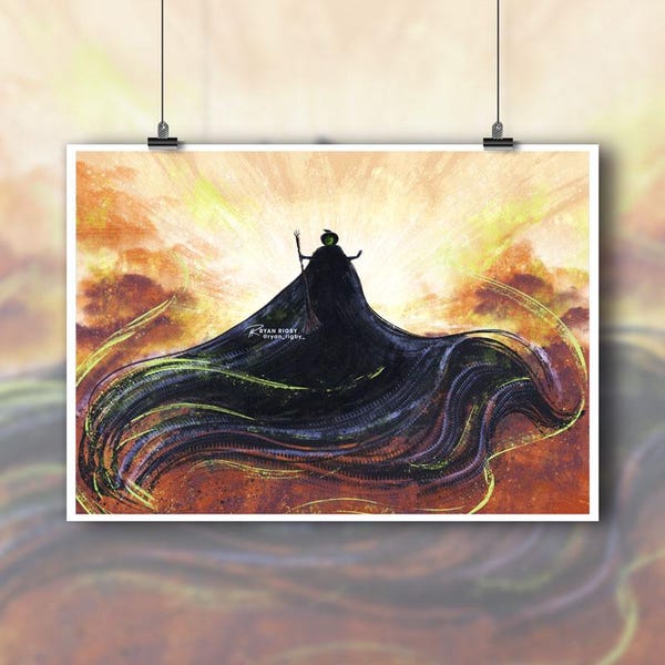 Wicked Defying Gravity Elphaba Art Print Cynthia Erivo Poster Painting