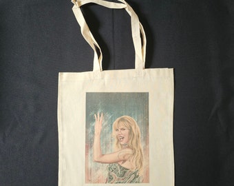 Taylor Swift Tote Bag Delicate 1 2 3 Let's Go Bitch The Eras Tour Illustration Art Print Poster Painting