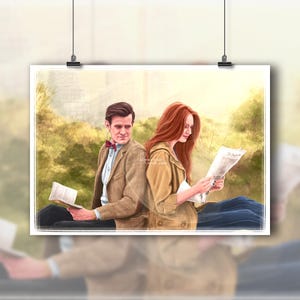 Eleventh Doctor and Amy Pond New York Illustration Doctor Who Art Print - Matt Smith 11th Doctor Karen Gillan Poster